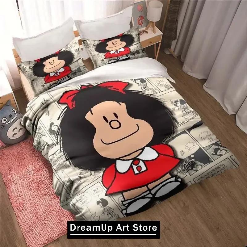 Kawaii Anime Mafalda All Season Twin Bedding Set 3 Piece Comforter Set Bed Duvet Cover Double King Comforter Cover Home Textiles