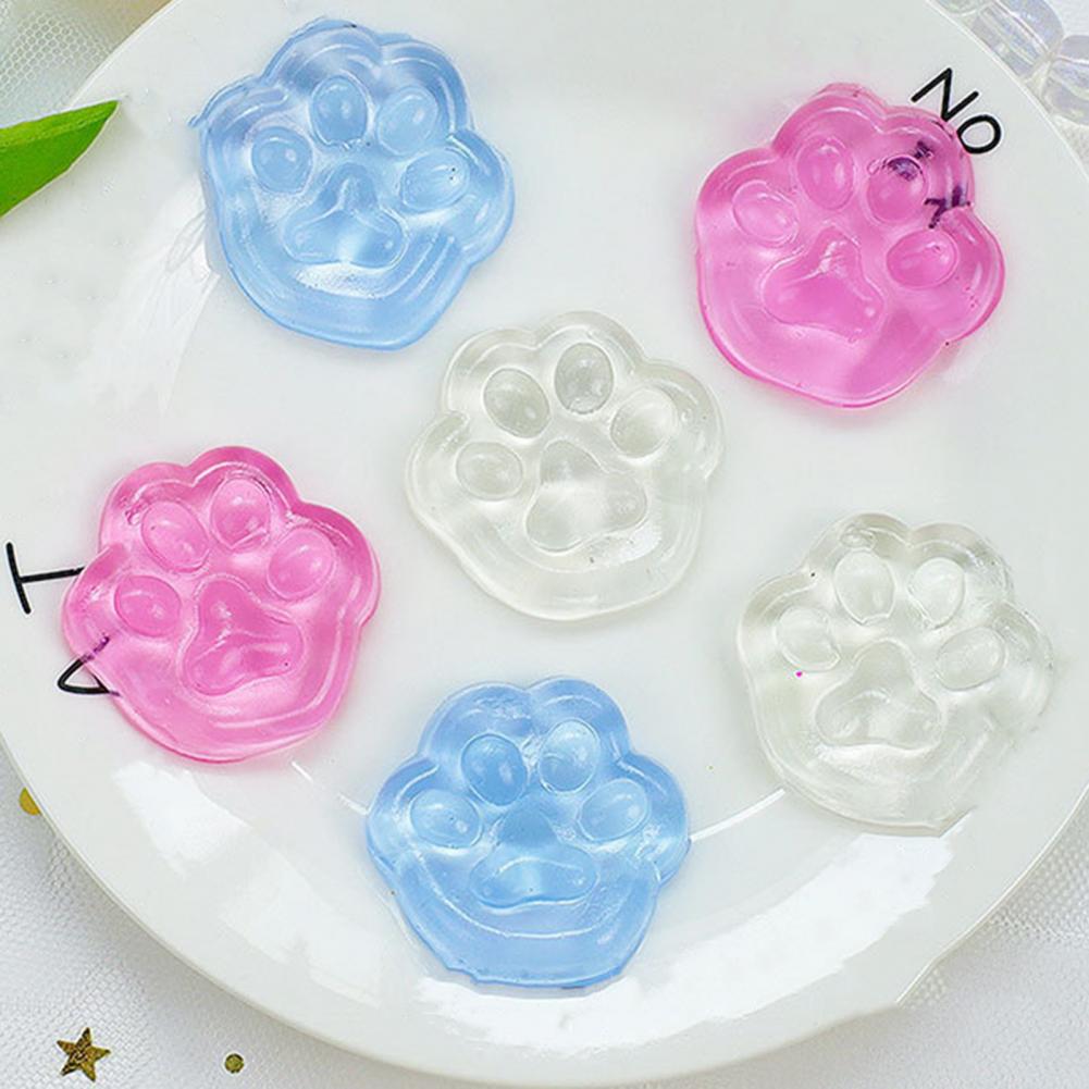 Ice Cube Squeeze Toy Transparent Squeeze Toy Stress Relief Ball Realistic Ice Cube Fidget Toy Soft Cat Paw Pinch For Adults