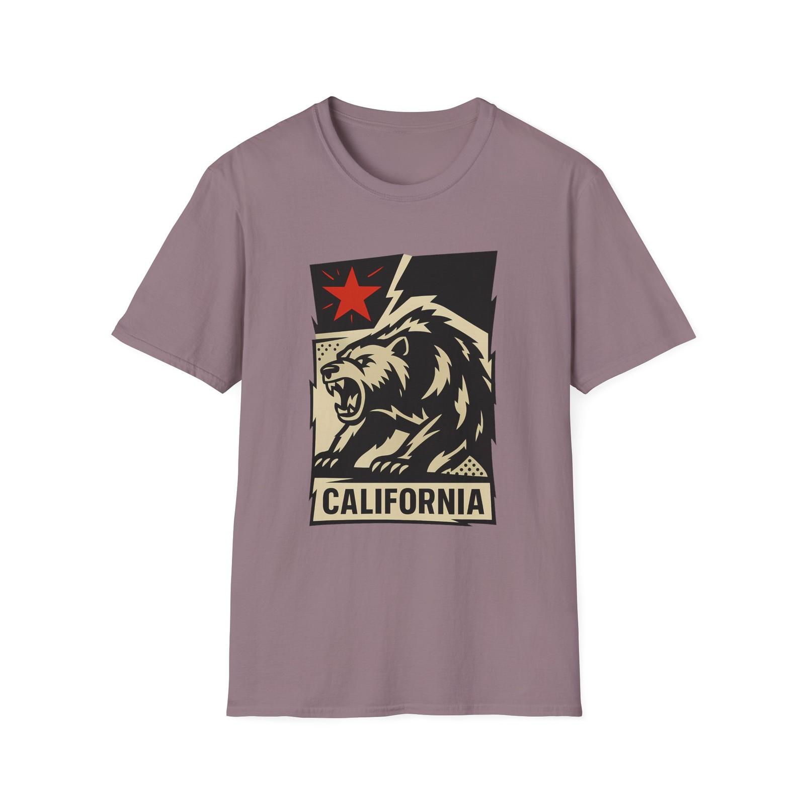 Unisex Softstyle T-Shirt Mens Womens Tees Top California Bear Pop Art Snarl Halftone Streetwear 3XL