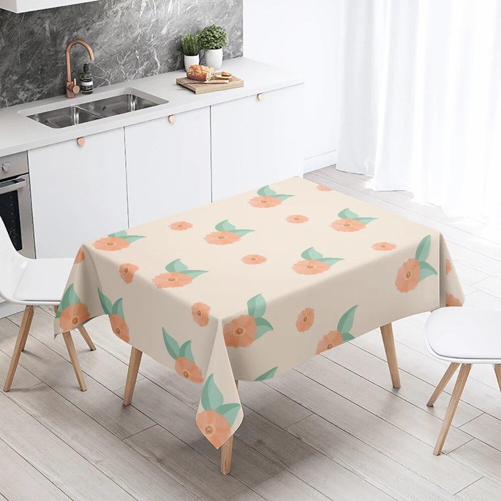 Plant Floral Rectangular Tablecloth Waterproof and Oil Resistant Wedding Party Decoration Restaurant Table Kitchen