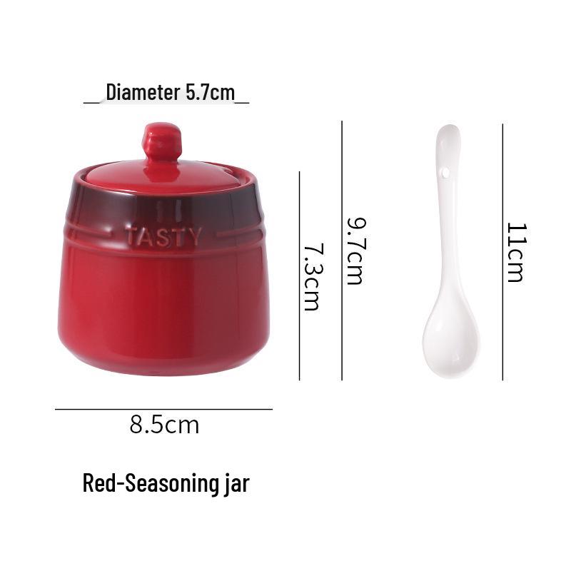 French Gradient Rainbow Ceramic Condiment Jar Set - Small Jars for Salt, Sugar, and Seasoning