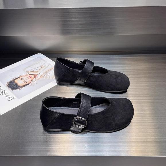 

Корейская версия замшевых туфель с круглым носком, женские 2025, новая осень, ретро леопардовый принт, модные Мэри Джейн, маленькие кожаные туфли 40 чёрный