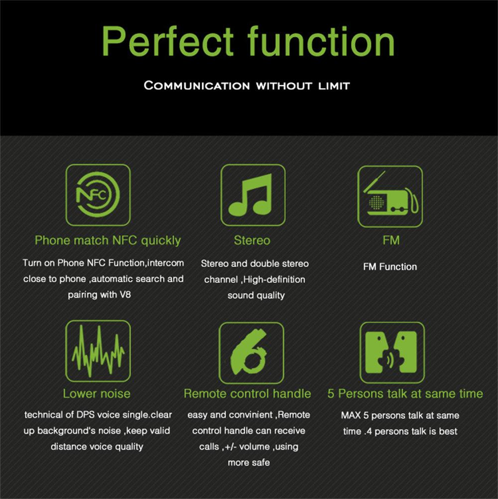 1× Motorcycle Helmet Bluetooth Interphone Headset NFC Remote Control Full Duplex