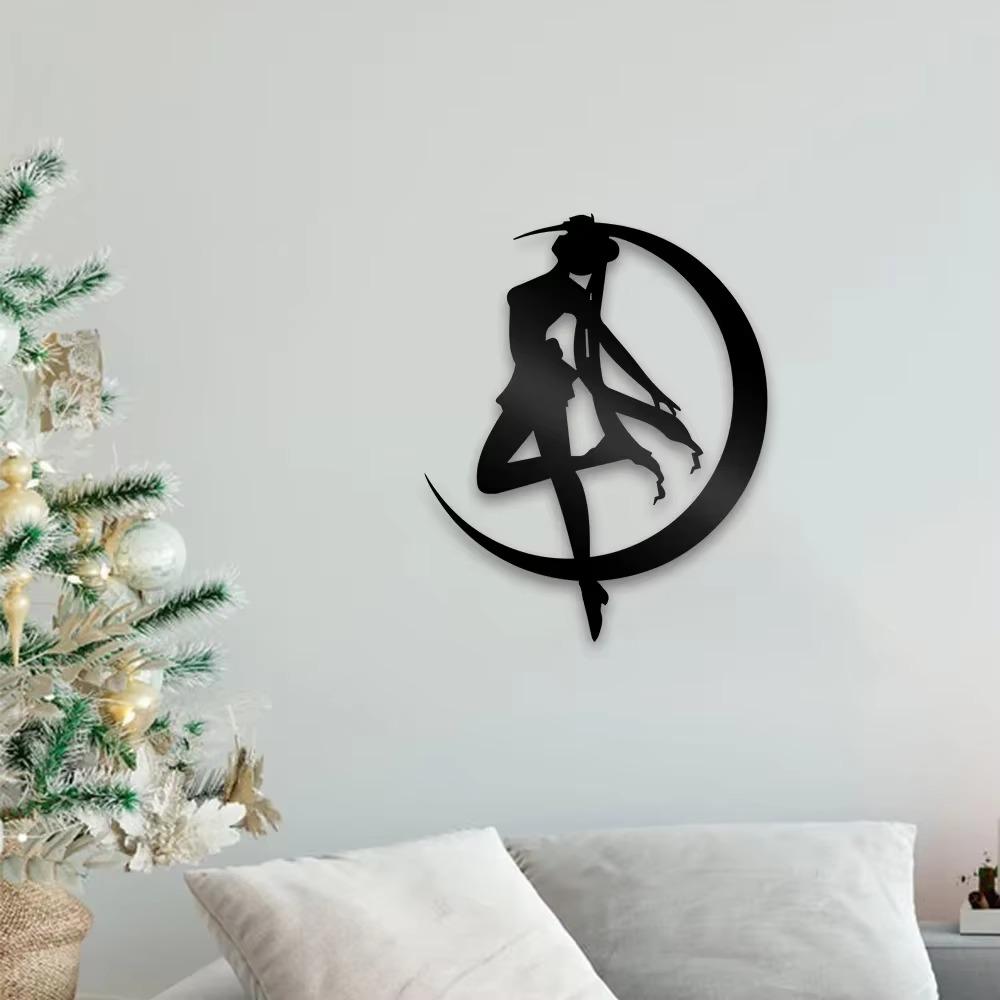 Magical Girl Metal Hanging Wall Art Plaque Black Letter Silhouette Cafe Kitchen Dining Room Decoration Bar Pub Club Poster