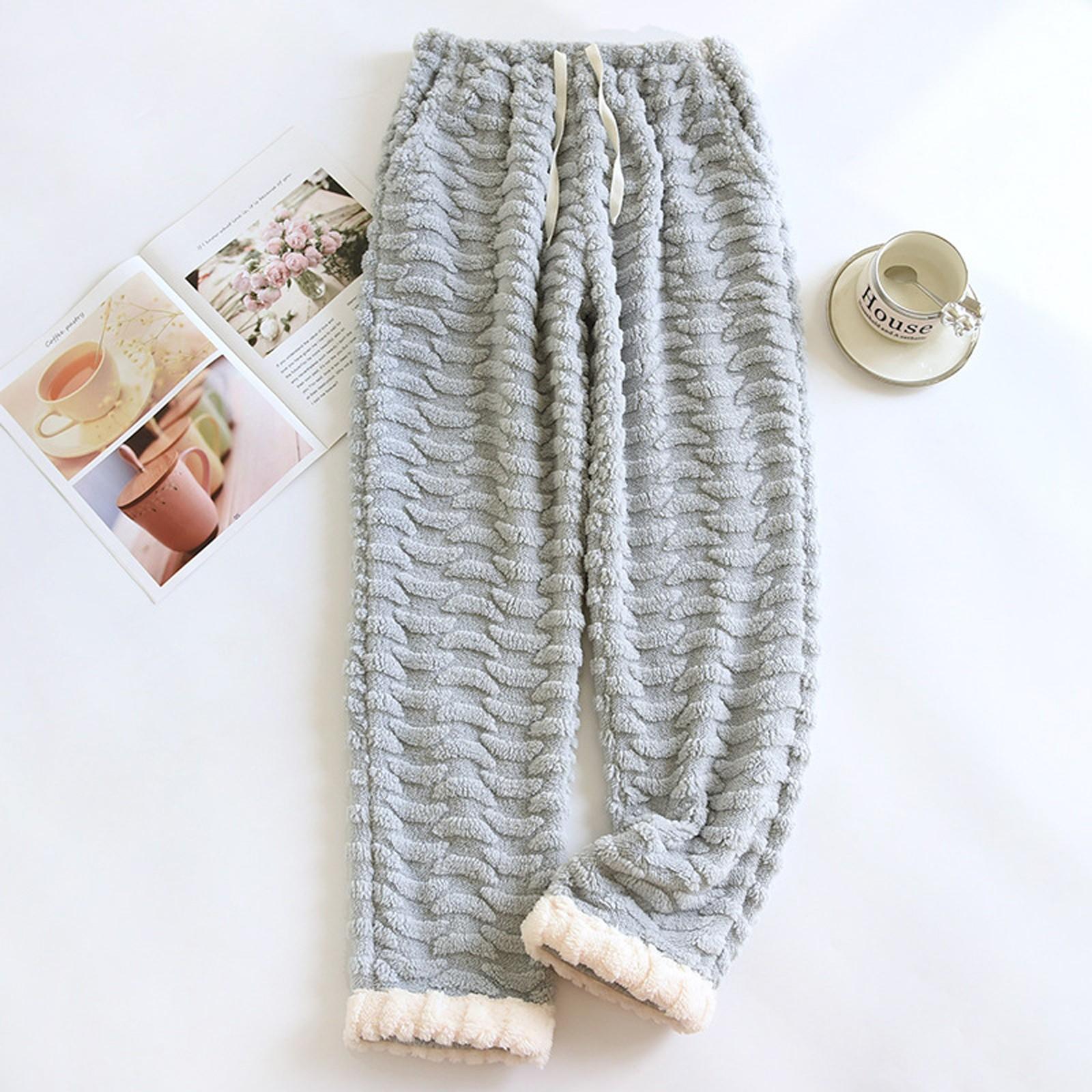 

Женские повседневные теплые фланелевые домашние брюки с высокой талией и регулируемым кроем L синий