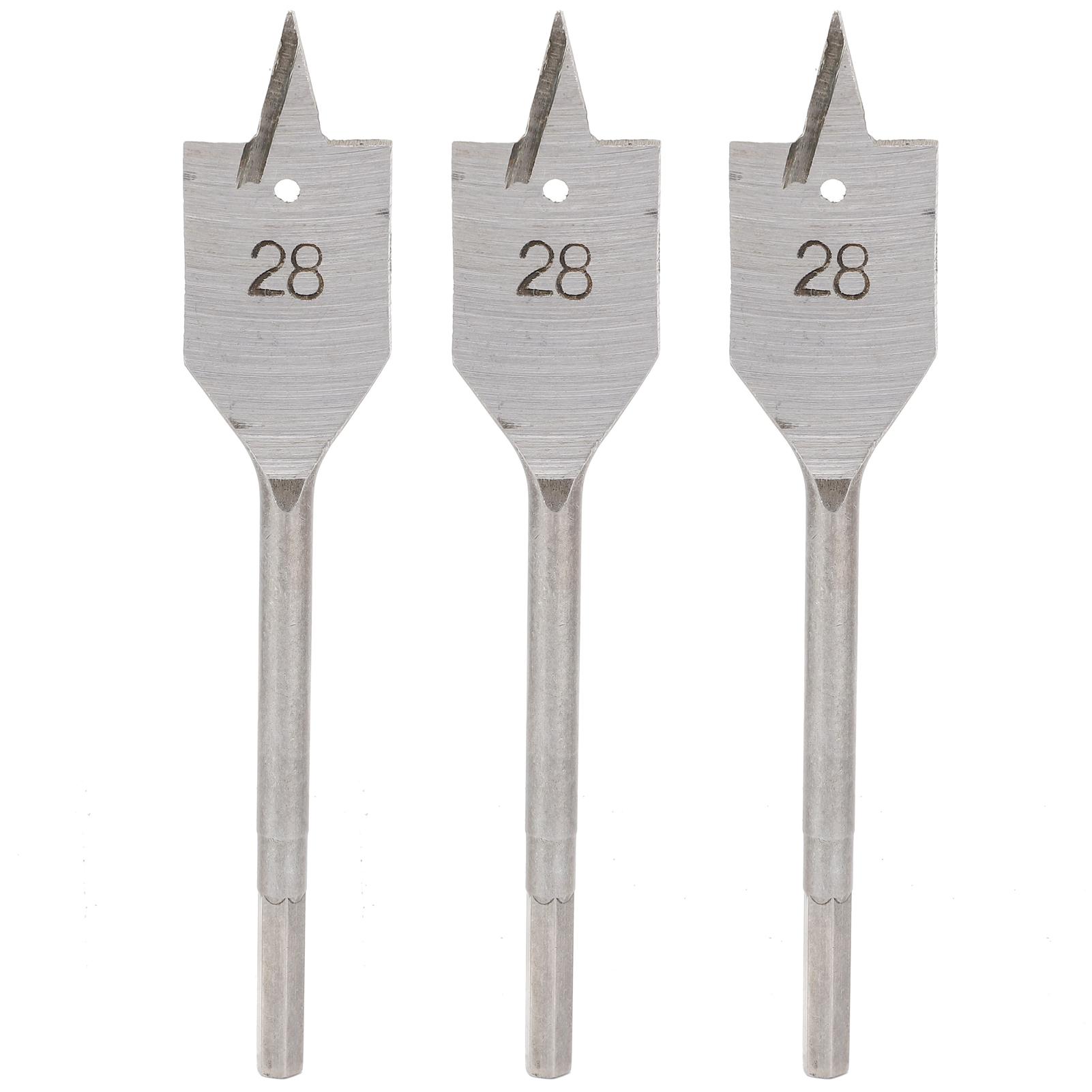 

3Pcs Flat Wood Drill Bit Set High Carbon Steel Woodworking Hole Drilling Tools 28mm