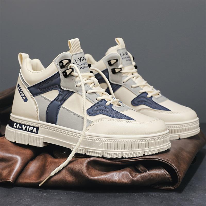

nkle Boots High Quality 2024 Autumn New Sneakers For Male Fashion Working Man Casual Shoes Comfortable Outdoor Non Slip High top 39 бежевый