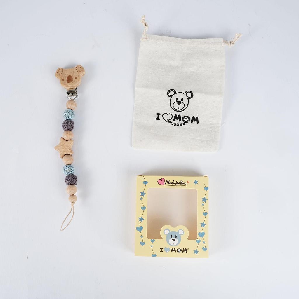 Crochet Baby Pacifier Chain with Cartoon Animal Teether - Anti-drop Design