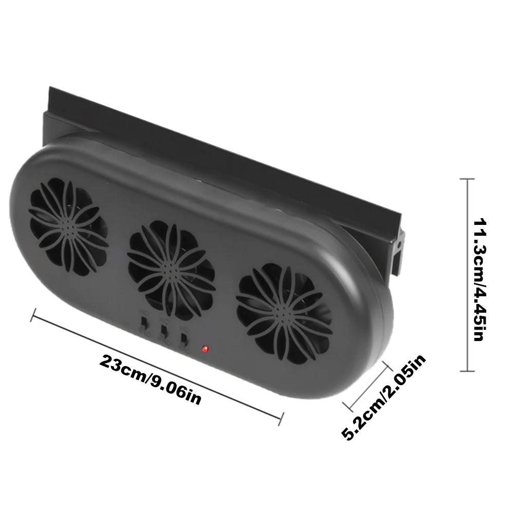 

Air Circulation Fan 3 Heads Auto Ventilation Fan Solar Charging Electric Car Cooler Multi-angle Adjustable for Vehicle Truck SUV