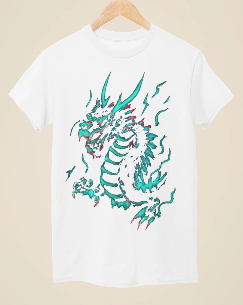 Neon Dragon Tattoo Inspired Unisex White TShirt S