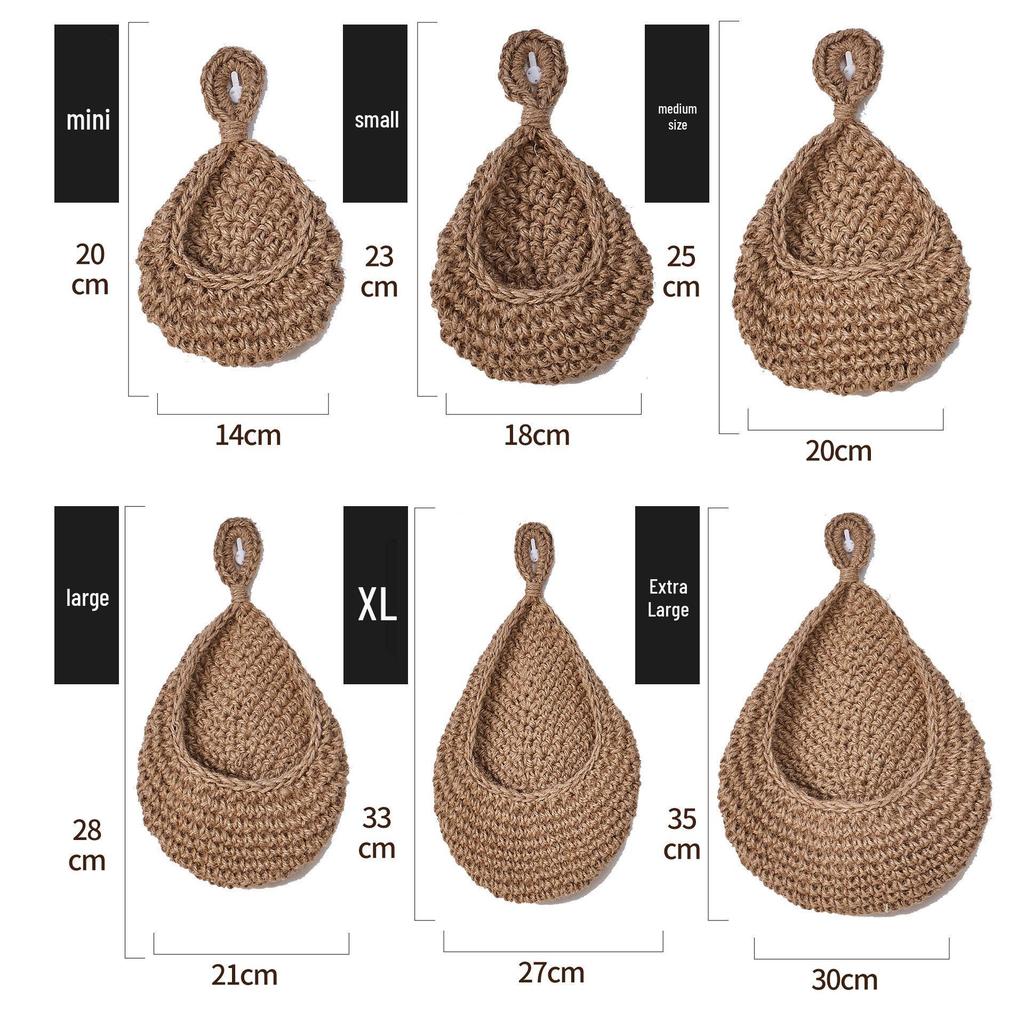 Wall-Mounted Handwoven Cotton Rope Storage Basket for Vegetables and Fruits