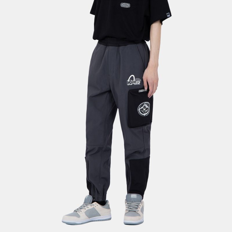 Evisu FW22 Color Block Patchwork Sports Pants Men pants Dark-Charcoal 2EAGNM2PP231XXPS