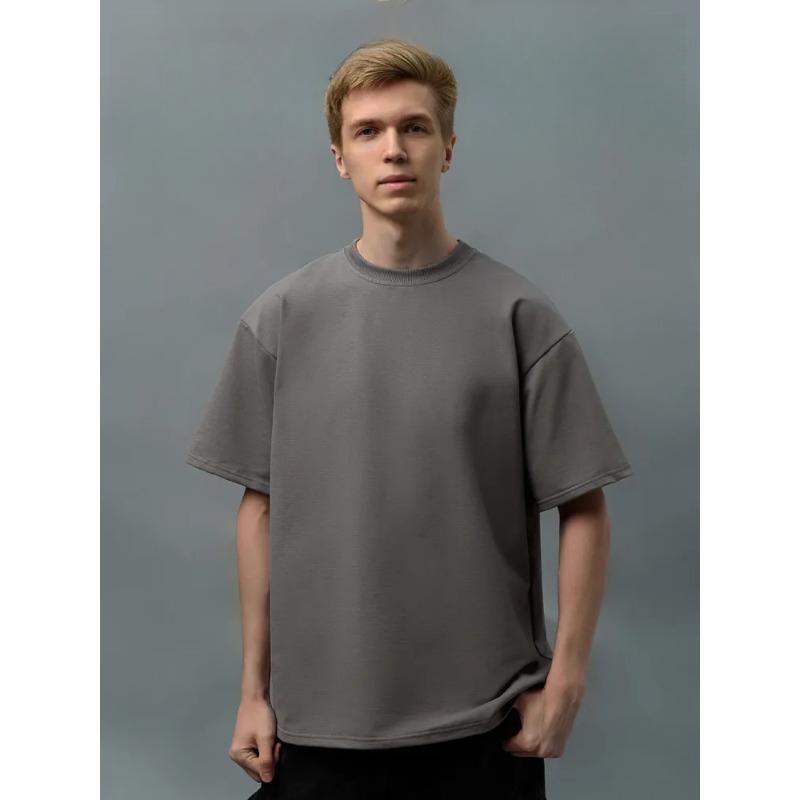 

Летние футболки из хлопка свободного кроя с круглым вырезом, базовые однотонные, универсальные футболки с коротким рукавом для мужчин 3XL