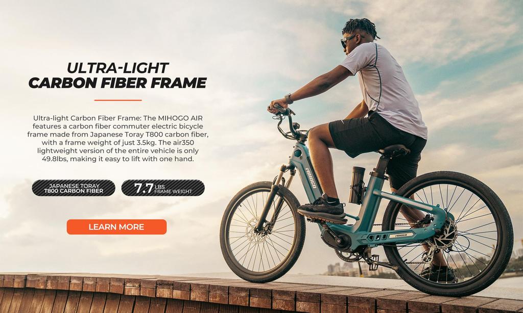 MIHOGO Air Max 194 Km Long Range, Torque Sensors, Carbon Fiber Frame Only 3.5 Kg, Dual Battery, Smart Display