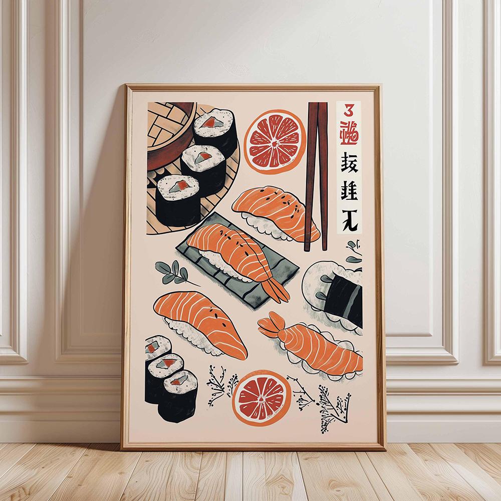 Retro Japanese Sushi Bar Poster Kitchen Food Posters and Picture Canvas Print Painting Dining Room Wall Decor Home Mural Cuadros
