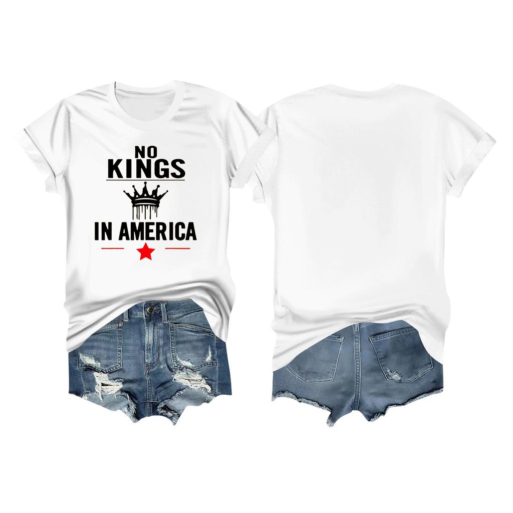 Women's Casual Printed T-shirt Round Neck Pullover Short-sleeved Top