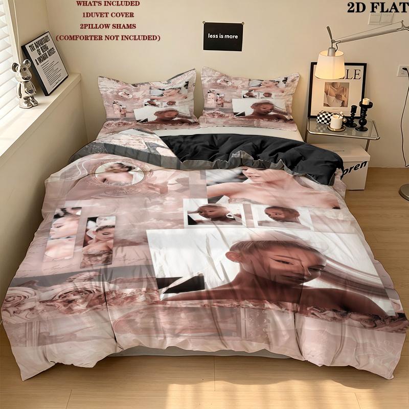 Ariana Grande Bedding Quilt Set Quilt Cover Pillowcase Home Decoration Birthday Gift (1 * duvet cover + 2 * pillowcase, without core)