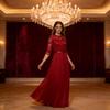 Rochie de Seară Europeană din Voal și Dantelă Patchwork 2025 cu Gât Rotund