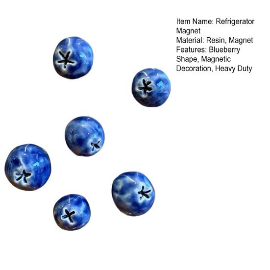 6Pcs 3D Blueberry Fridge Magnet DIY Home Office Kitchen Locker Fridge Resin Mini Berry Fruit Magnetic Decoration Ornament