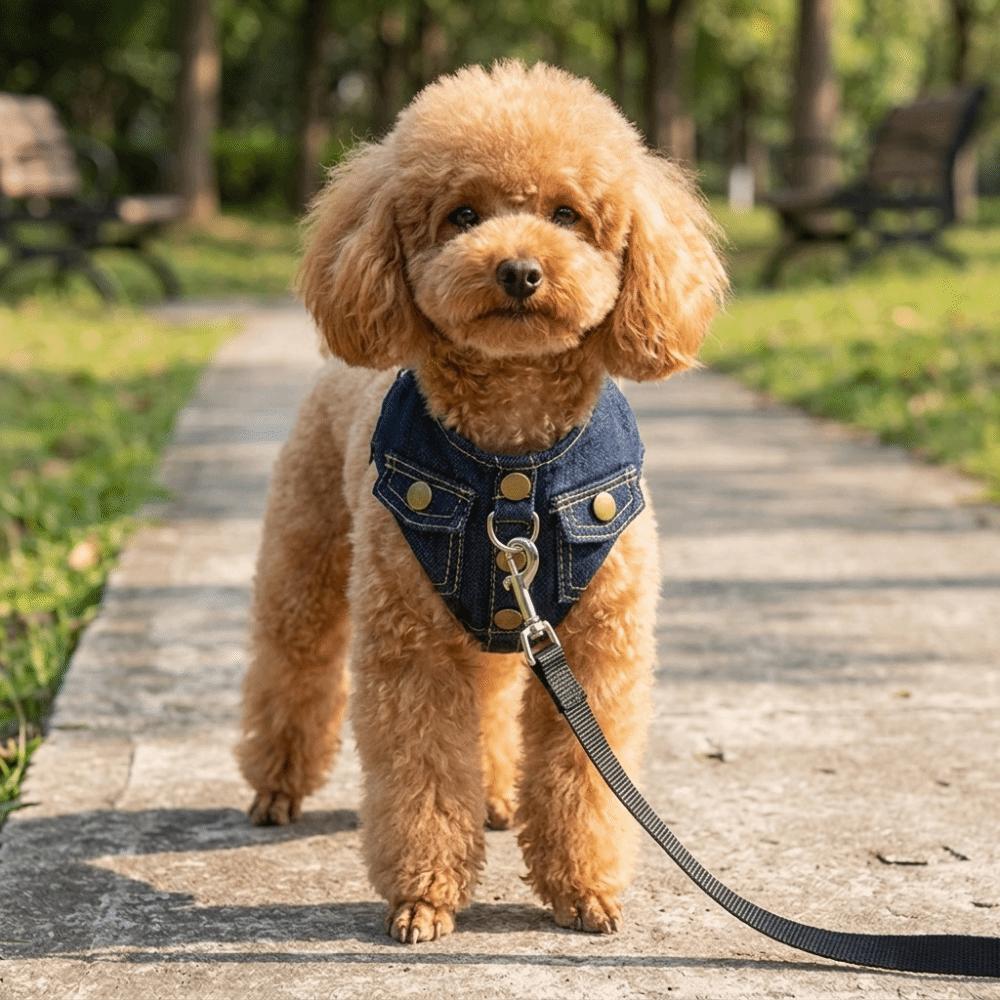 Anti-knot Dog Cat Leash Vest Style Denim Harness Stylish Vest Harness  Outdoor Walking S
