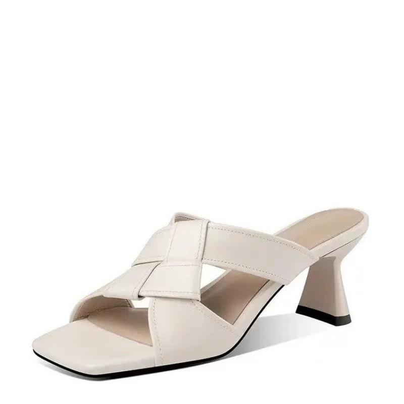 Fashion Ladies Shoes 2025 High Quality Open Toe Women's Slippers Fashion Outdoor Dress Summer New Best Seller Elegant Light High Heels