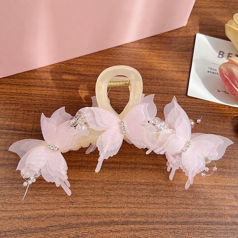 

Милая заколка-бабочка из бисера женская заколка для затылка фея большой головной убор one size розовый