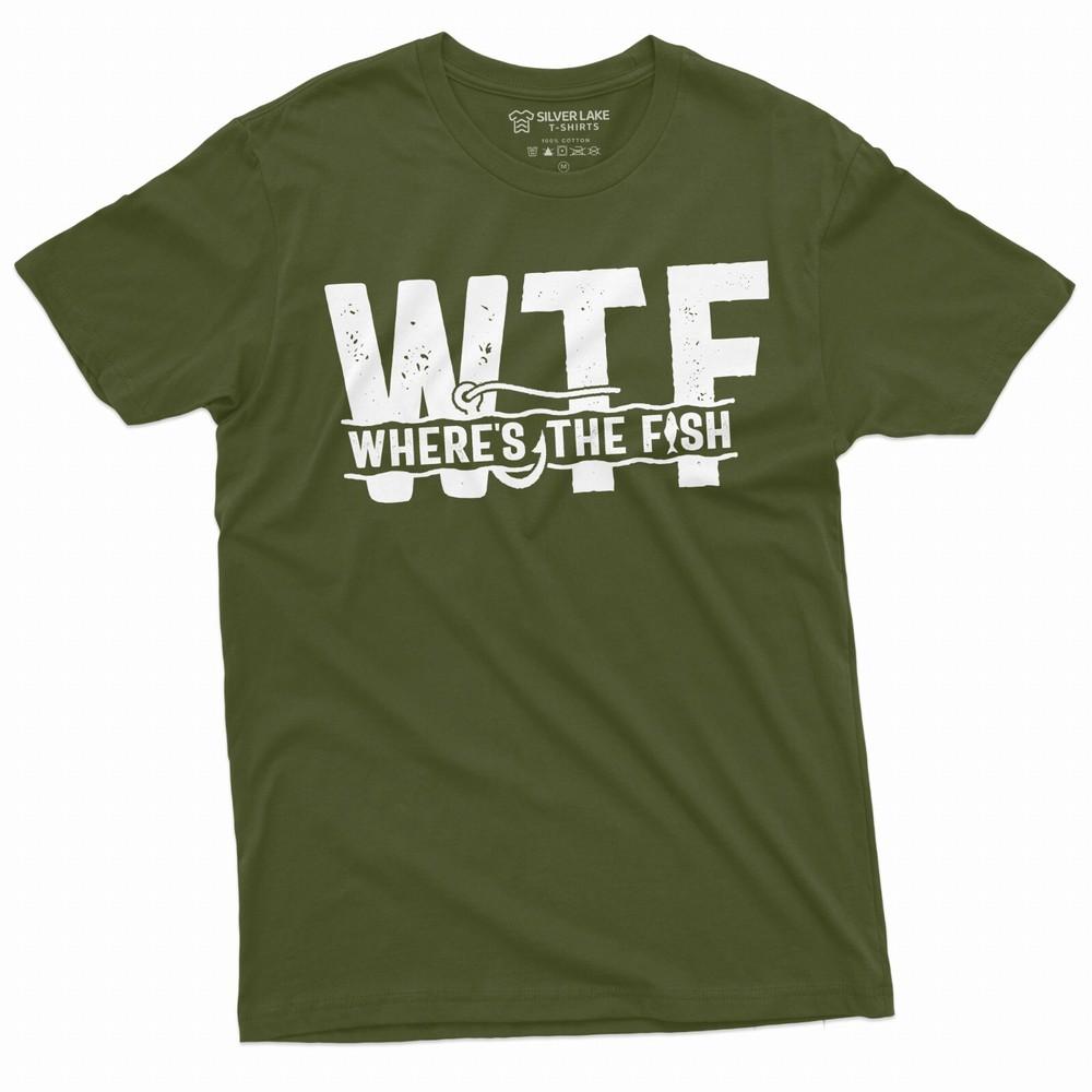 Men's Funny Fishing Shirt Funny WTF Where's The Fish T-Shirt Fishing Gifts