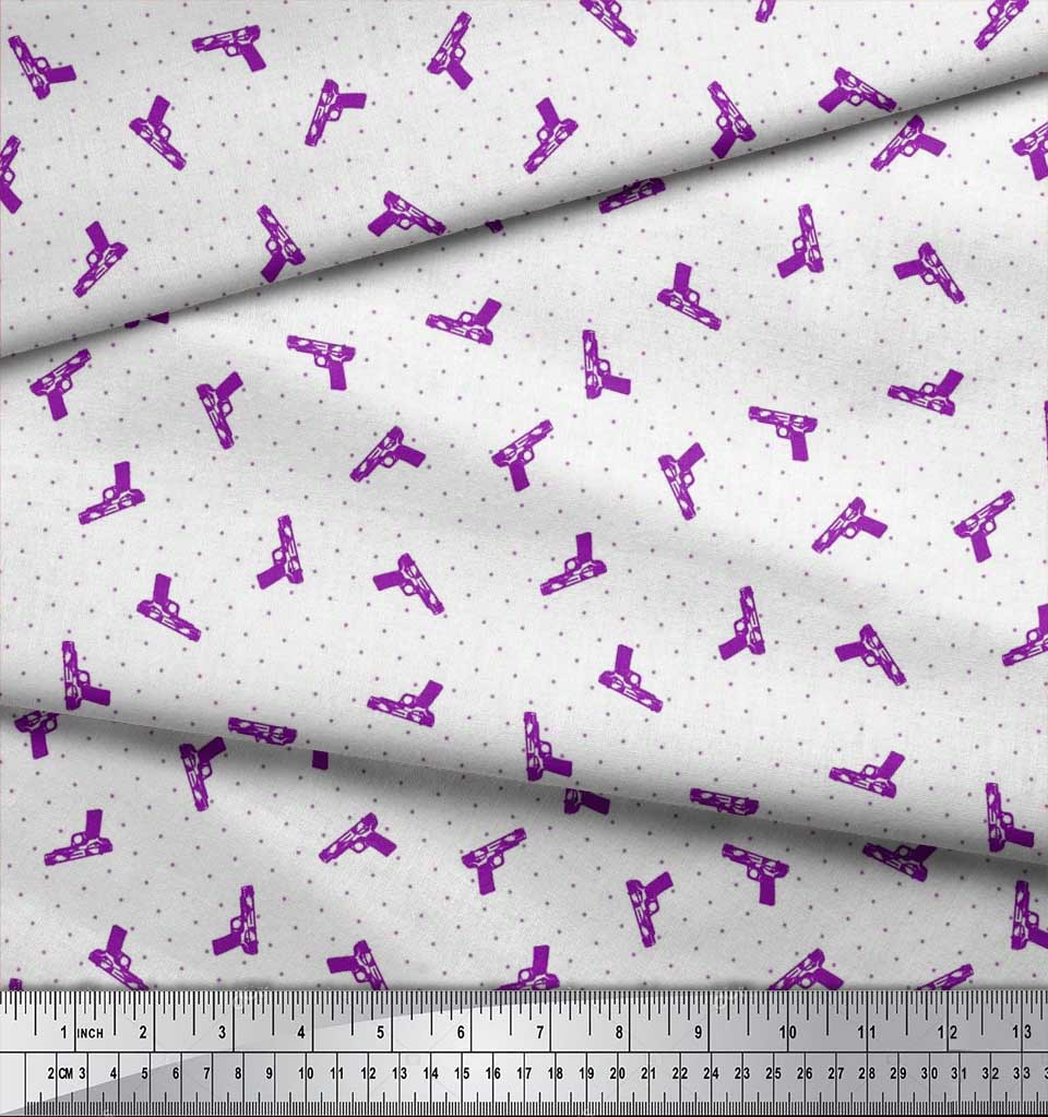 Soimoi Rayon Fabric Dot & Weapon Print Fabric by the Yard 42 Inch Wide