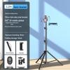 Doldurma Işığı ve Termometreli Bluetooth Tripod - Canlı Yayın ve Fotoğrafçılık İçin Yere Basan, Teleskopik Cep Telefonu Tutucu
