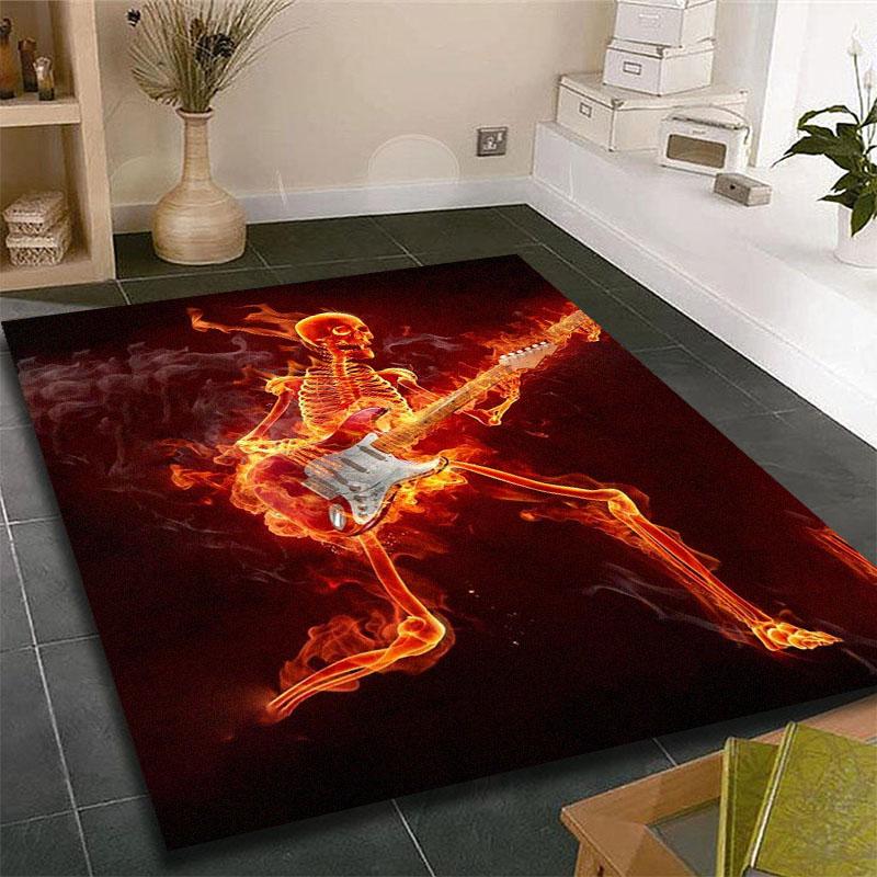 Music Is The Voice Of The Soul Guitar Printed Carpet for Living Room Rugs Camping Picnic Mats Anti-Slip E-sports Rug Yoga Mat