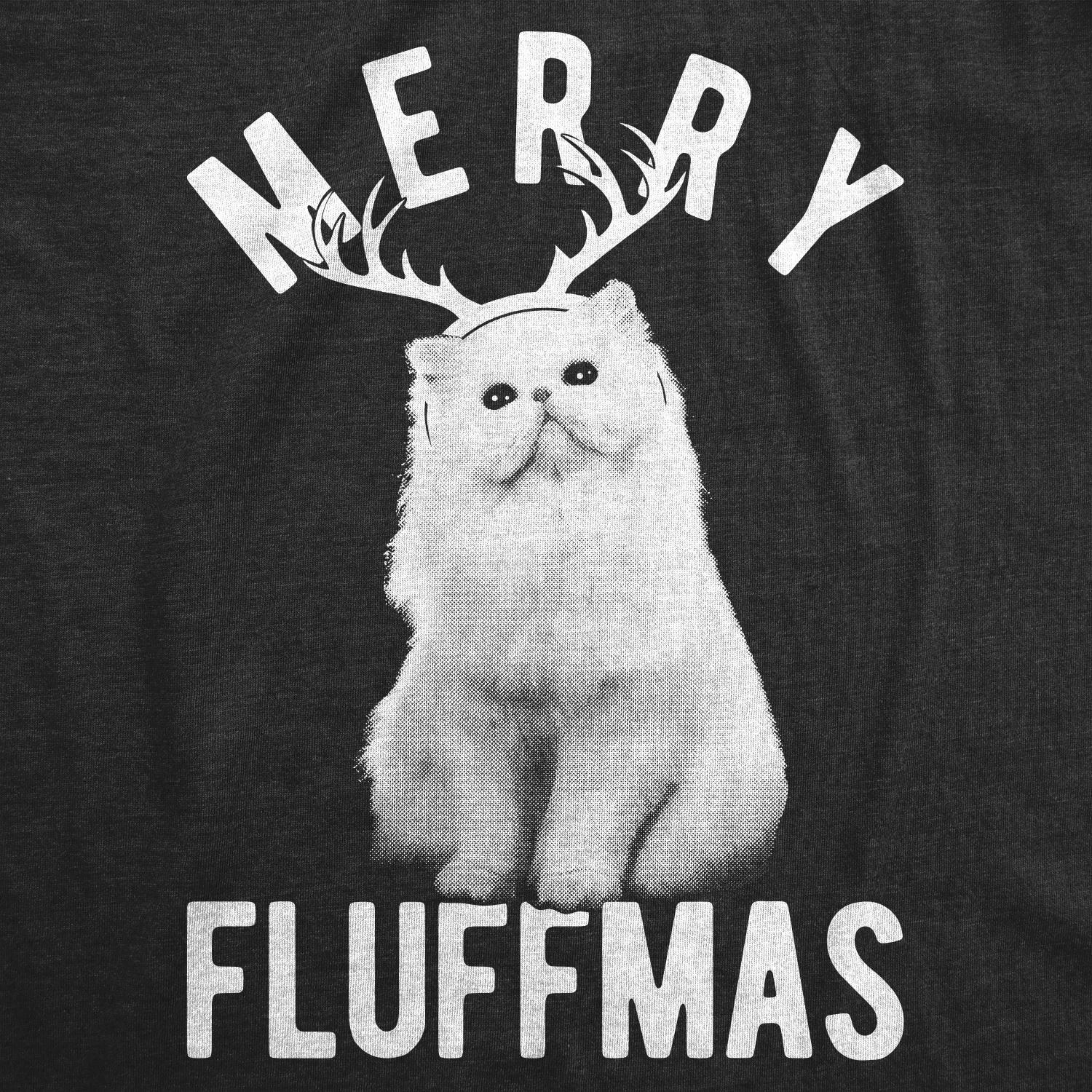 Womens Merry Fluffmas T Shirt Funny Christmas Cat Tee M