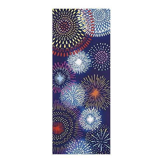 Kenema Tenugui Hand Towel - Fireworks, Cotton, Soft, Made in Japan, Approx. 36x90cm