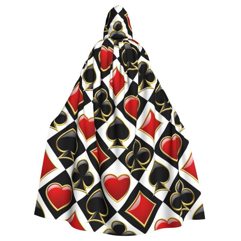 Poker Red Black Alice In Wonderland Hooded Cloak Unisex Hood Cloak Cosplay Medieval Costume Witch Wicca Elf Purim Carnival Party