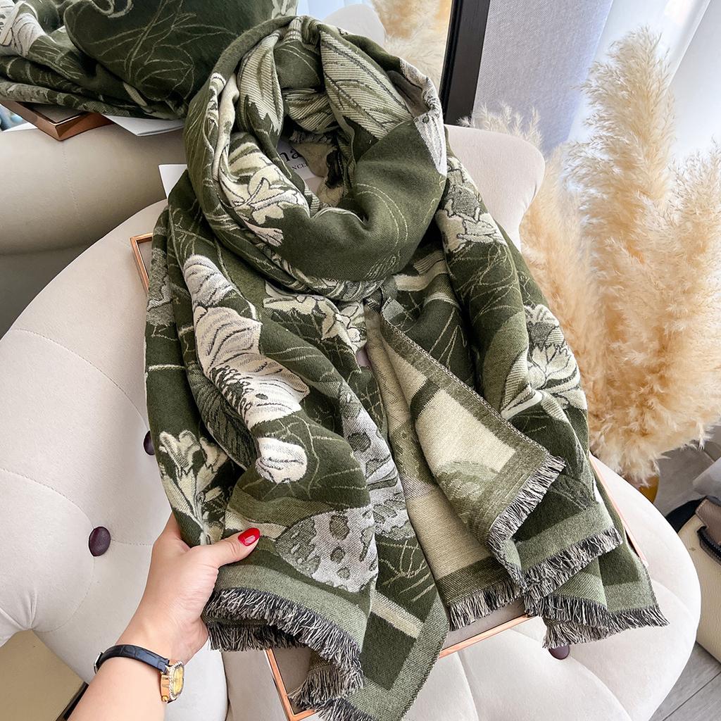 New Brand Butterfly Two-Sided Jacquard Pashmina Scarf Cashmere Warm Fringe  Shawl Winter Outdoor Coldproof Windproof Blanket