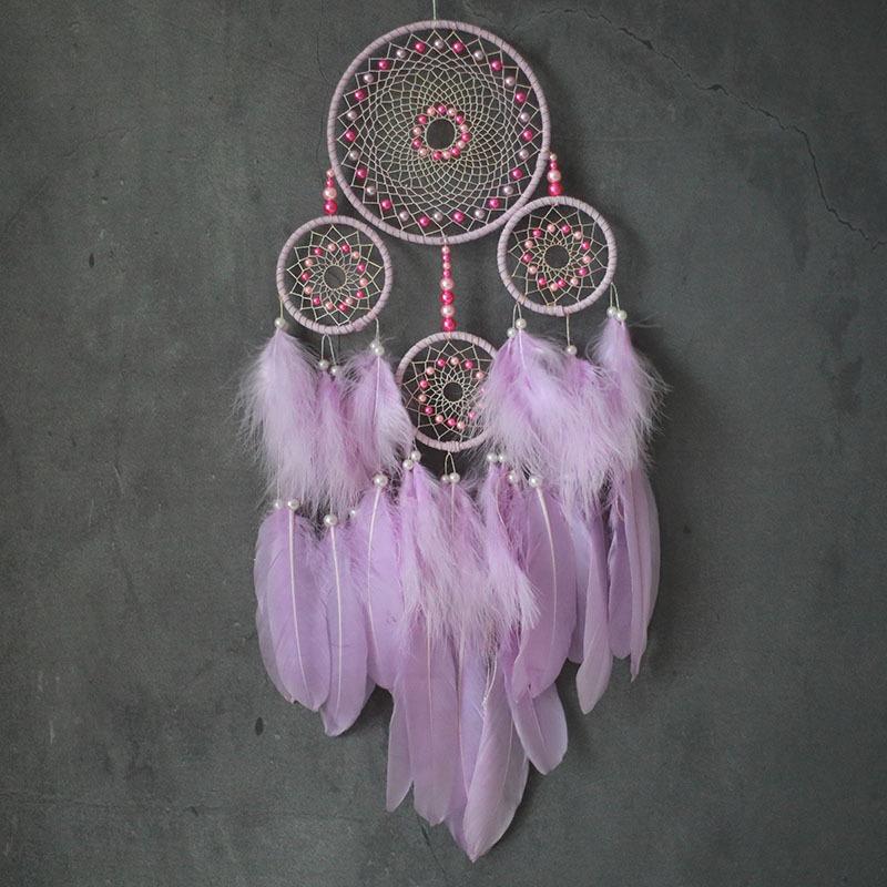 Green Feathers Dream Catcher Large Window Hangings Handmade Wind Chimes Bedroom Decorations For Girls Birthday Gifts
