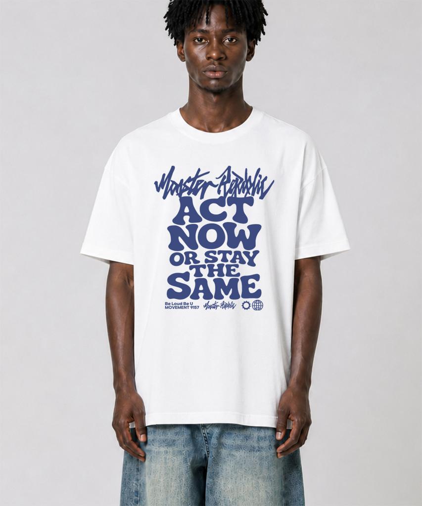 MONSTER REPUBLIC Act Now Indigo Blue T-Shirt White_9157