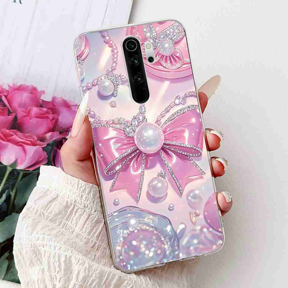 For Xiaomi Redmi Note 8 Pro 6.53" Case Luxury Flower Bow Soft Silicone TPU Cover For Redmi Note8 Pro note 8pro Shockproof Shell