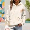 Women Plus Size Abstract Geometric Printed Long Sleeve Drawstring Hoodie Kangaroo Pocket Pullover
