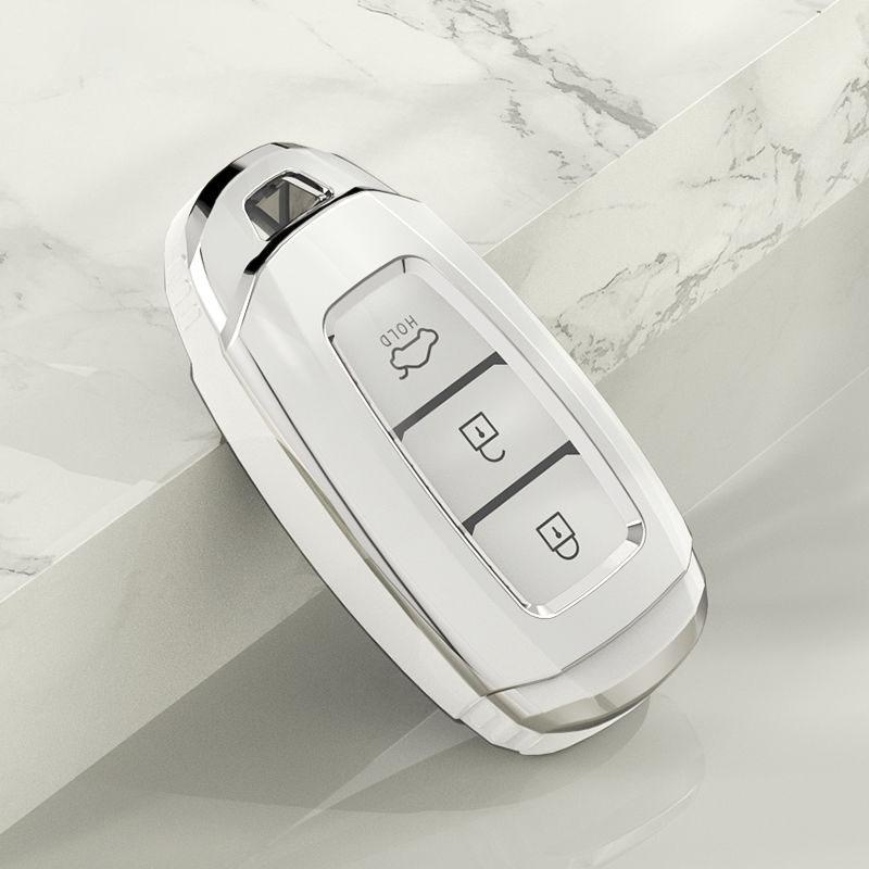 Étui Souple Fashion en TPU pour Clé de Voiture Coque Complète Pour Hyundai Santa I30 Ix35 Encino Kona Solaris Azera Grandeur Elantra Accent Fe white