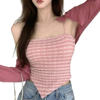 Women Summer Camisole Sexy Sleeveless Ruched Bandana Crop Tops Streetwear