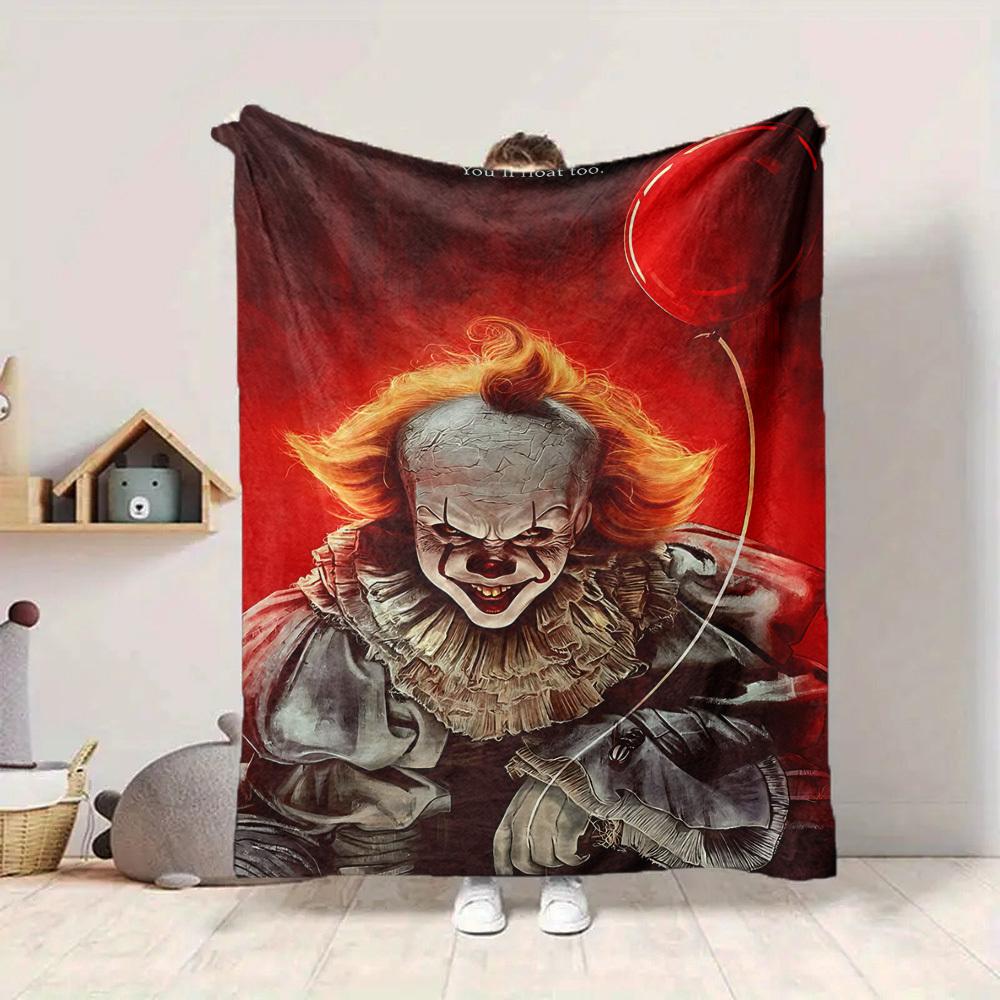 1 Stück It "Clown" Flanell-Kuscheldecke - HD-Druck Leicht Weich Warm Ganzjahresdecke für Sofa, Bett, Reisen, Camping 014