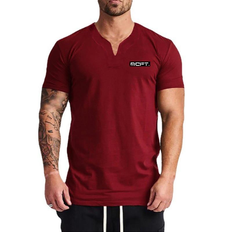 Muscleguys Tricouri grafice, cu decolteu în V, pentru antrenament fitness, respirabile, cu mânecă scurtă