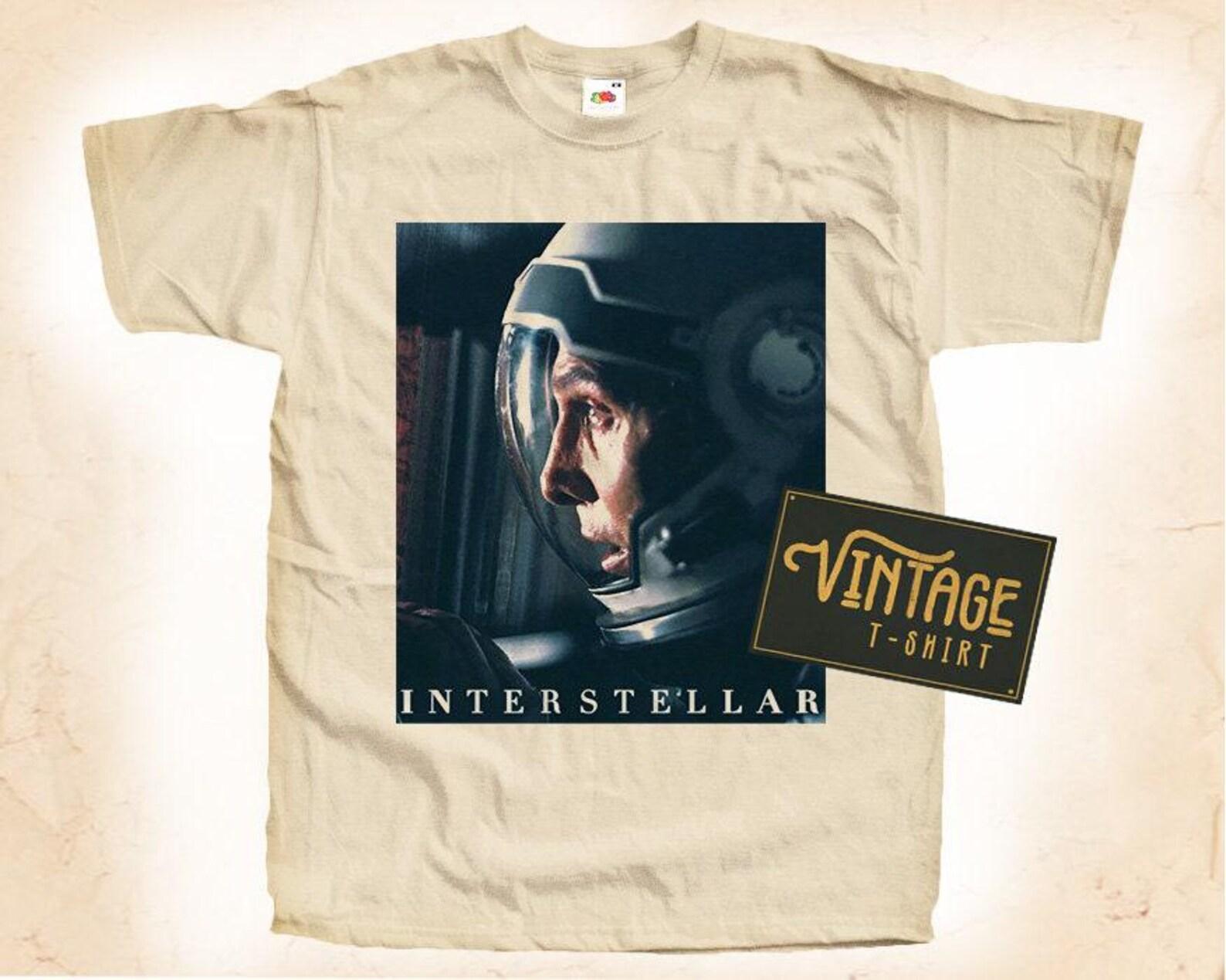 Interstellar T-Shirt Tee Natural Vintage Cotton Movie Poster Beige All Sizes S M L XL 2X 3X 4X 5X 2XL