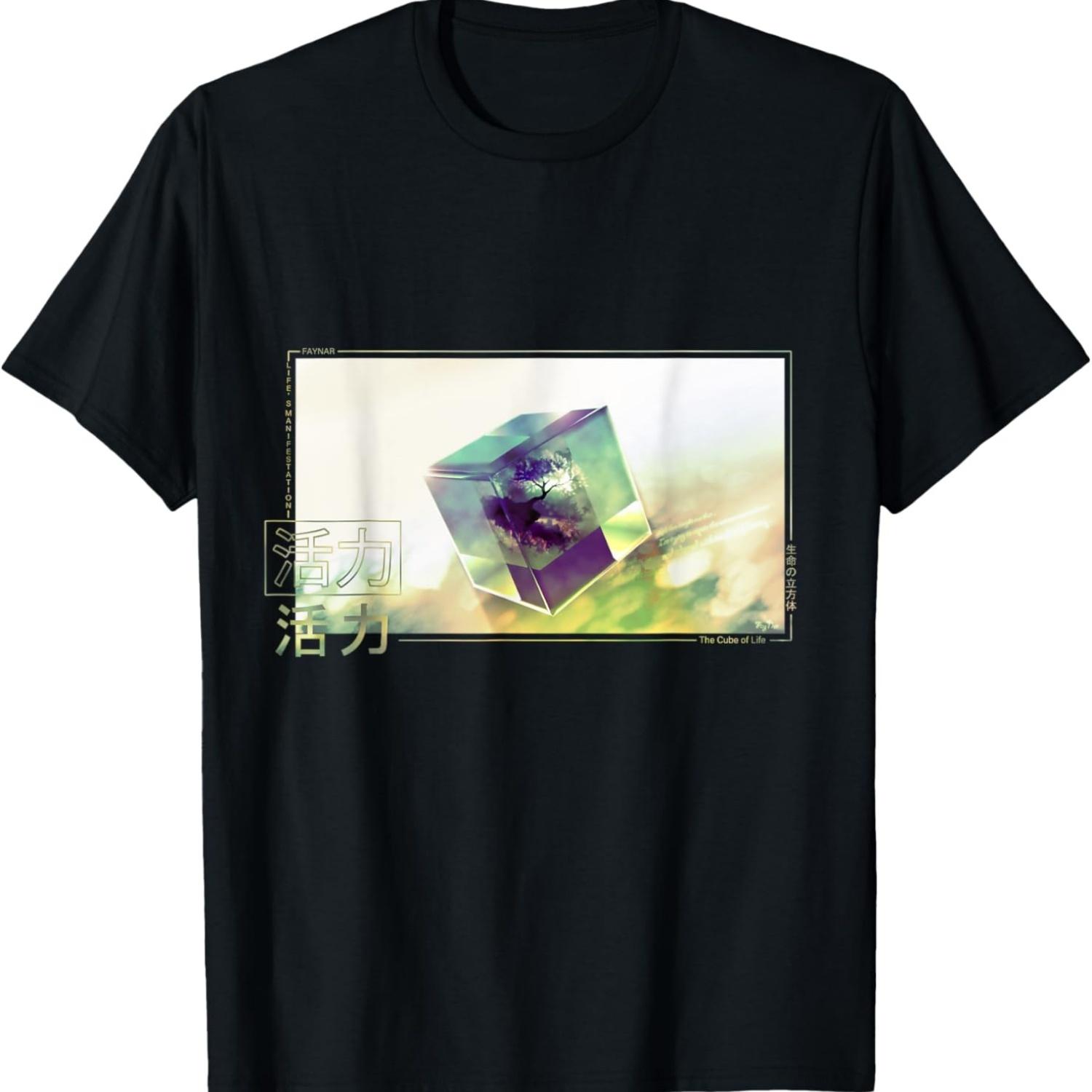 

Cube of Life in Anime retro vaporwave aesthetic anime style T-Shirt S чёрный
