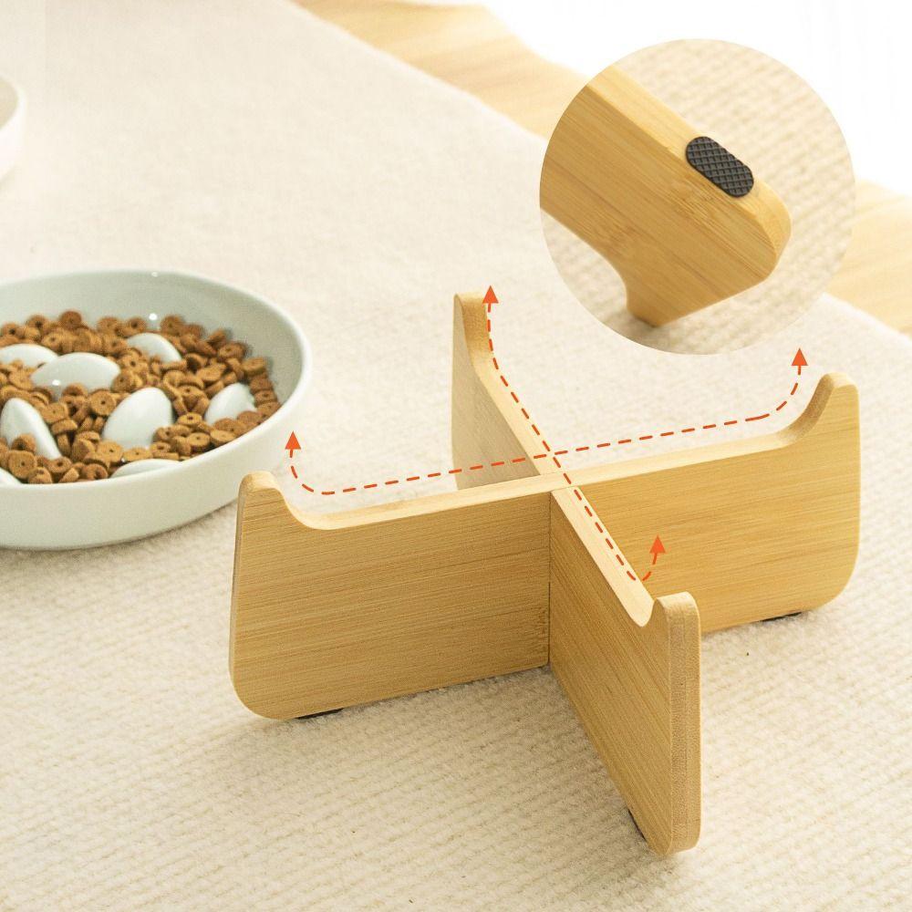 Wood Stand Raised Cat Bowl Anti-choking Cat Feeding Bowl Pet Supplies Slow Feeder Bowl  Pet Feeding