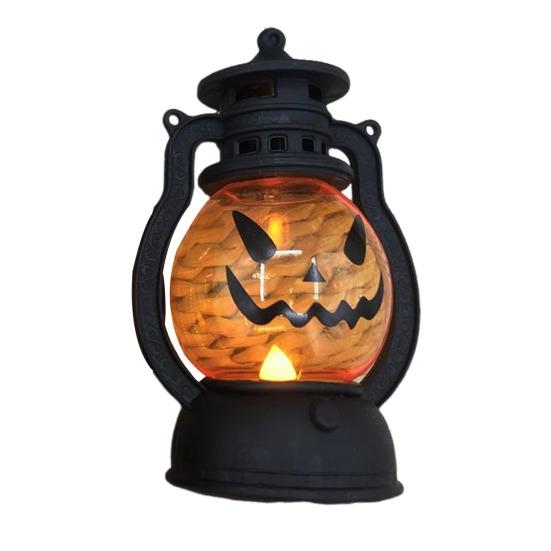 

Хэллоуинский тыквенный фонарь Жуткая тыквенная лампа со светодиодной свечой Винтажный декоративный тыквенный светильник для праздничной вечеринки, украшения крыльца, каминной полки C чёрный