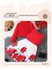 Girls' Red Patchwork Two-Piece Set: Bow Cardigan & Dress