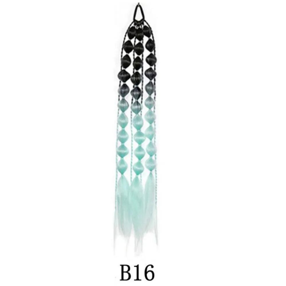 20" Colored Hair Extensions Lightweight with Hair Tie Kids Bubble Ponytail Extension Fashion Women Handmade Braided