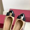 Fei'S Same Low-Heeled Bow Mary Jane Shoes Light Mouth Round Head Grid Color Matching Single Shoes Women'S Thick Heel