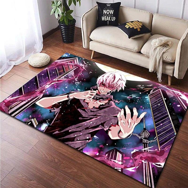 Hot Anime Tokyo Ghoul 3D-gedruckter Teppich für Wohnzimmer, rutschfester Teppich, Schlafzimmer, Nachttisch, moderne Heimdekoration, Boden, Yoga-Matte
